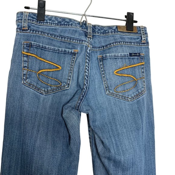 Seven Blue Jeans Flare Leg Low Rise Cotton Stretch Denim Pants Women's Size 28 - Picture 6 of 7